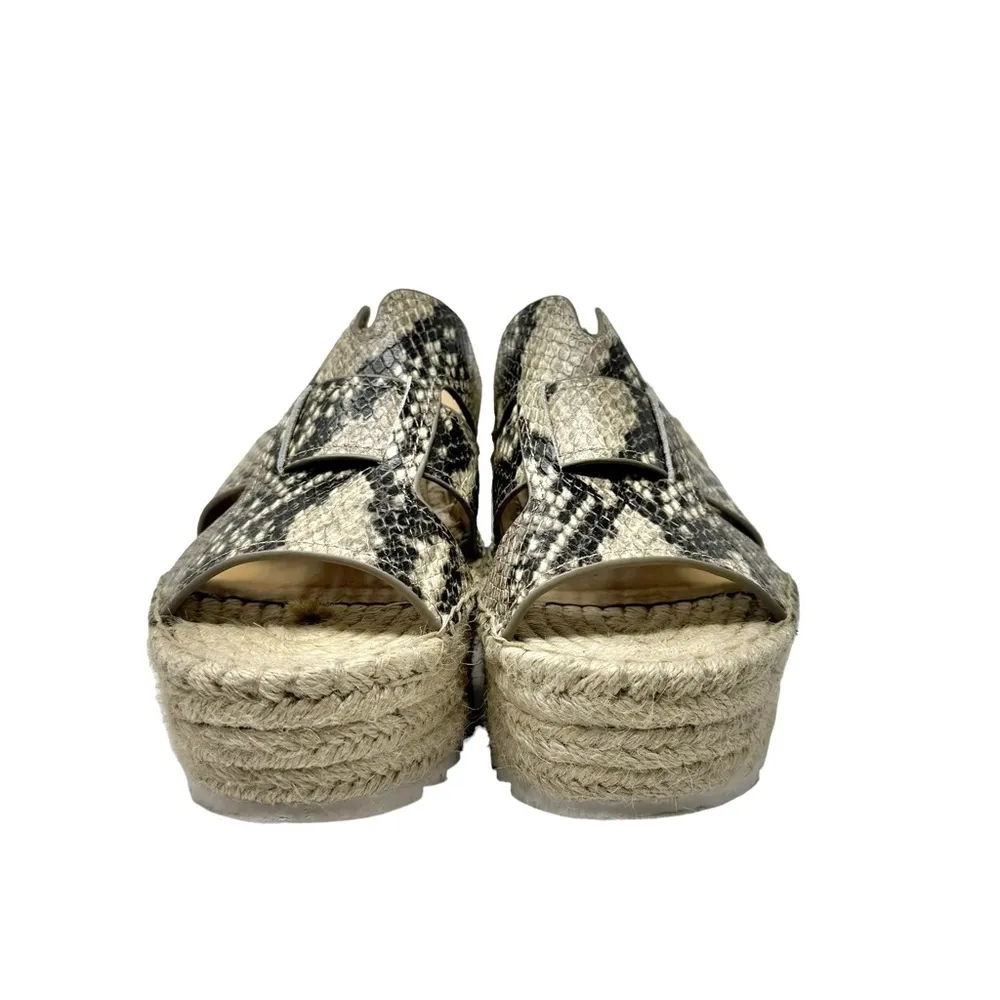 Marc Fisher Robynn Leather Snakeskin Espadrille Wedge Sandals Size 8 - Image 5