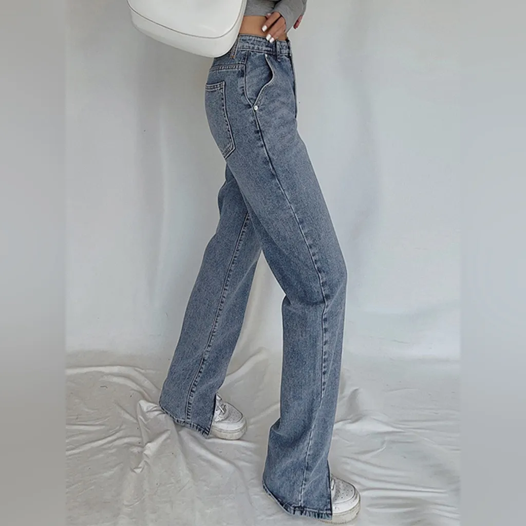 NEW Commense Classic Straight Leg Jeans Split Hem Blue sz Medium - Image 3