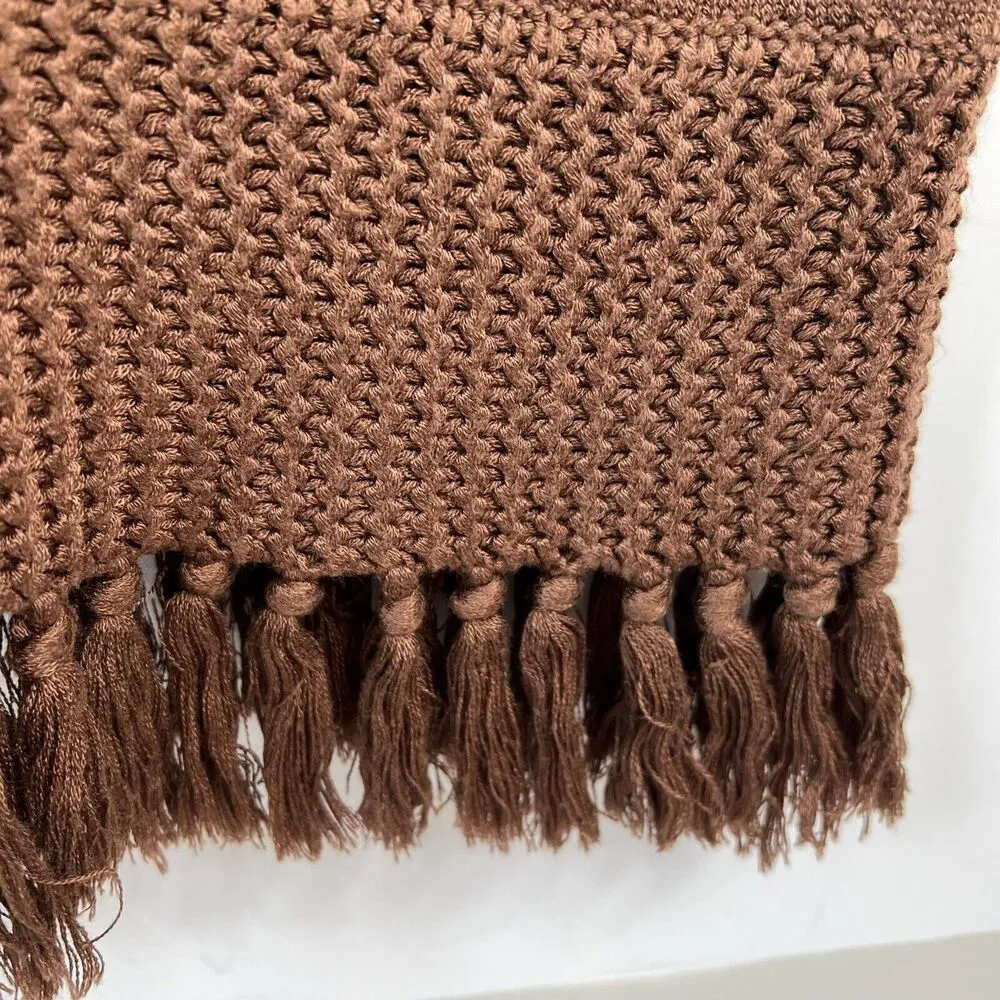 Soft Surroundings Sz XS Sweater Dress Brown Crowl Neck Fringed Hem Tunic Women’s - Image 5