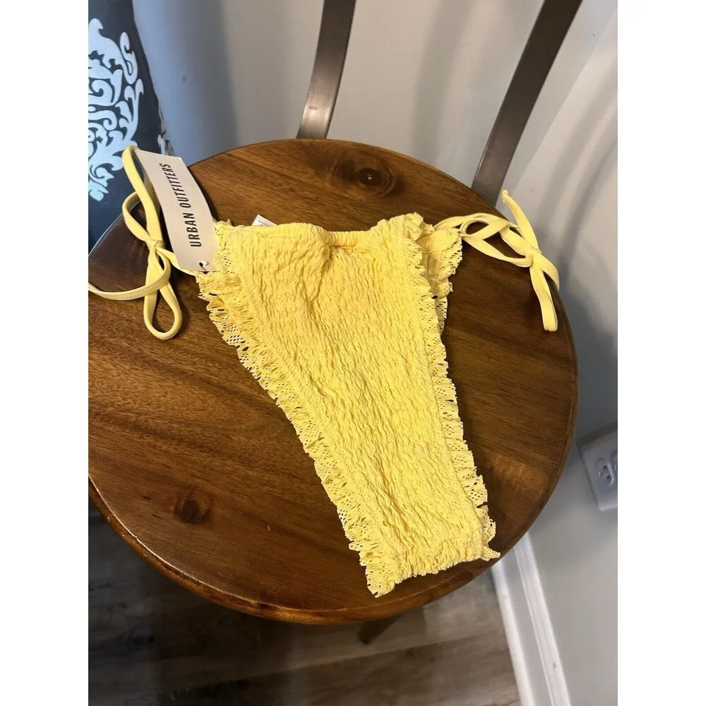 New Urban Outfitters Bikini Bottom Women’s Size Large Yellow Swimsuit High Cut - Image 3