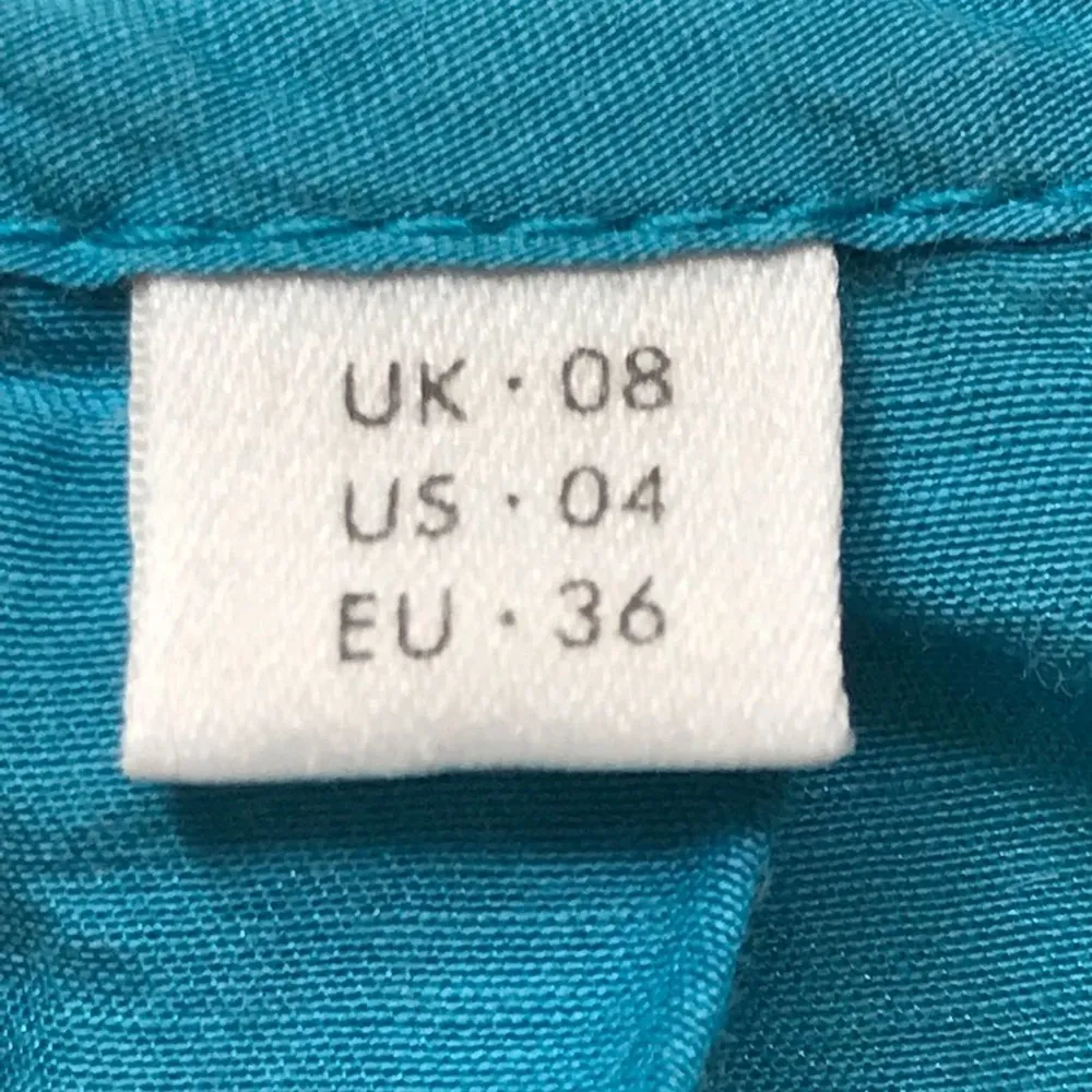 Anthropologie HD in Paris Sheer Tunic Dress Teal Blue Size 4 Crochet Sleeve Hem - Image 6