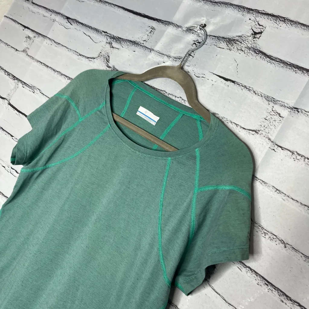 Columbia Green Omni‑Wick Performance Shirt Sz L Short Sleeve Trail Outdoor Tee - Image 7