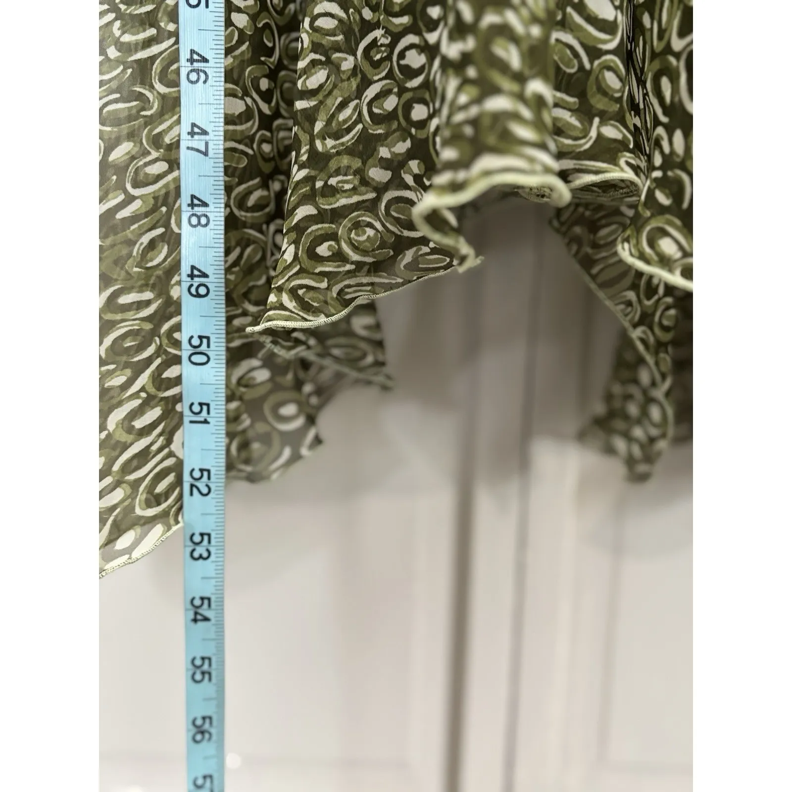 Believe Green Geo Chiffon Sleeveless Maxi Dress Size‎ 12 Lace Straps Lined - Image 5