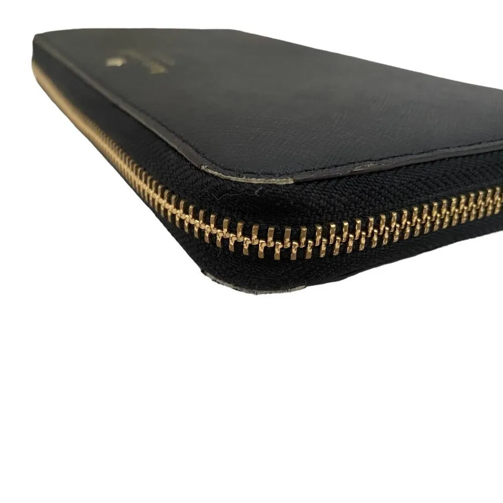 Kate Spade Zip Around Long Continental Wallet Black Gold - Image 4