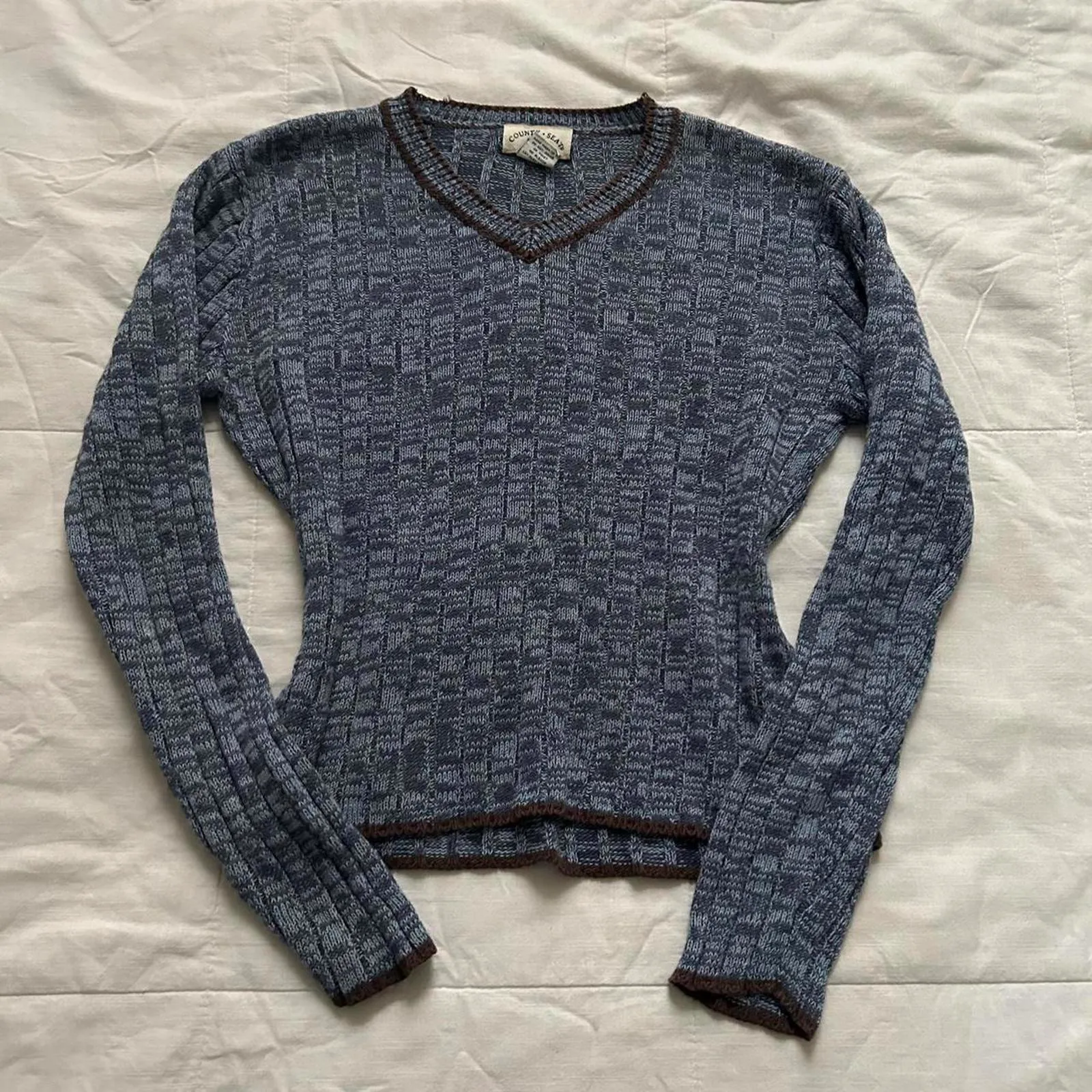 90s vintage County Seat blue and brown knit sweater Size small - Image 8