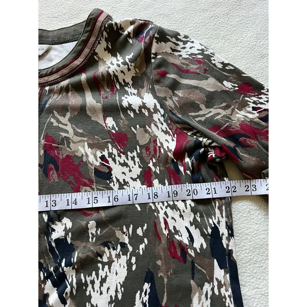 CJ Banks Top Womens Brown Blue Red White Shirt Blouse Full Zip Camo Casual Sz XL - Image 4