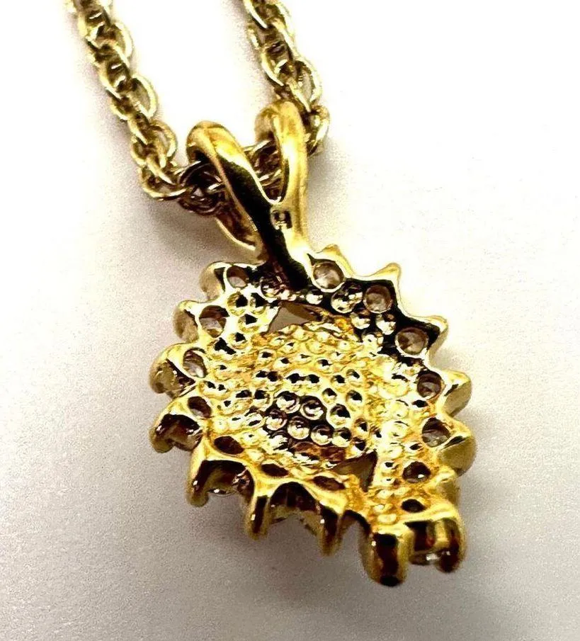 Gold tone faux pearl and rhinestone pendant necklace - Image 5