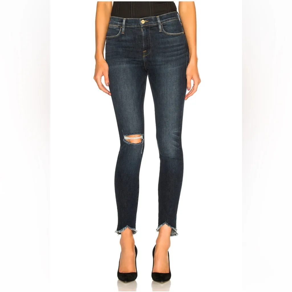 Frame Denim Le High Skinny Revolve $235 Blue Heren size 29 Distressed - Image 13
