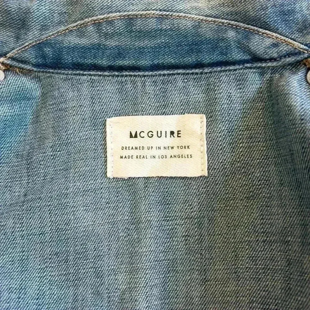 Mcguire  Womens Medium Wash Button Distressed Denim Jacket - Image 4