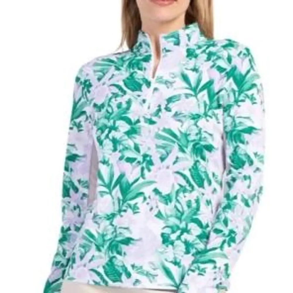 Tommy Bahama Everyday Active Floral Green and Purple Women's Quarter Zip | S - Image 6