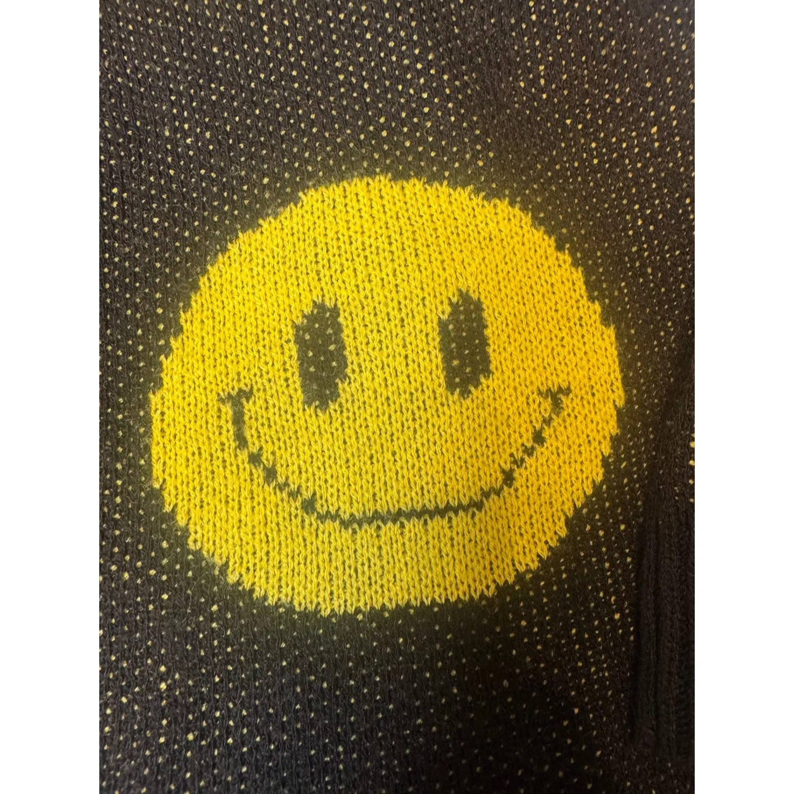 Just Polly New York Smiley Face Knit Sweater Yellow Black Size S - Image 5
