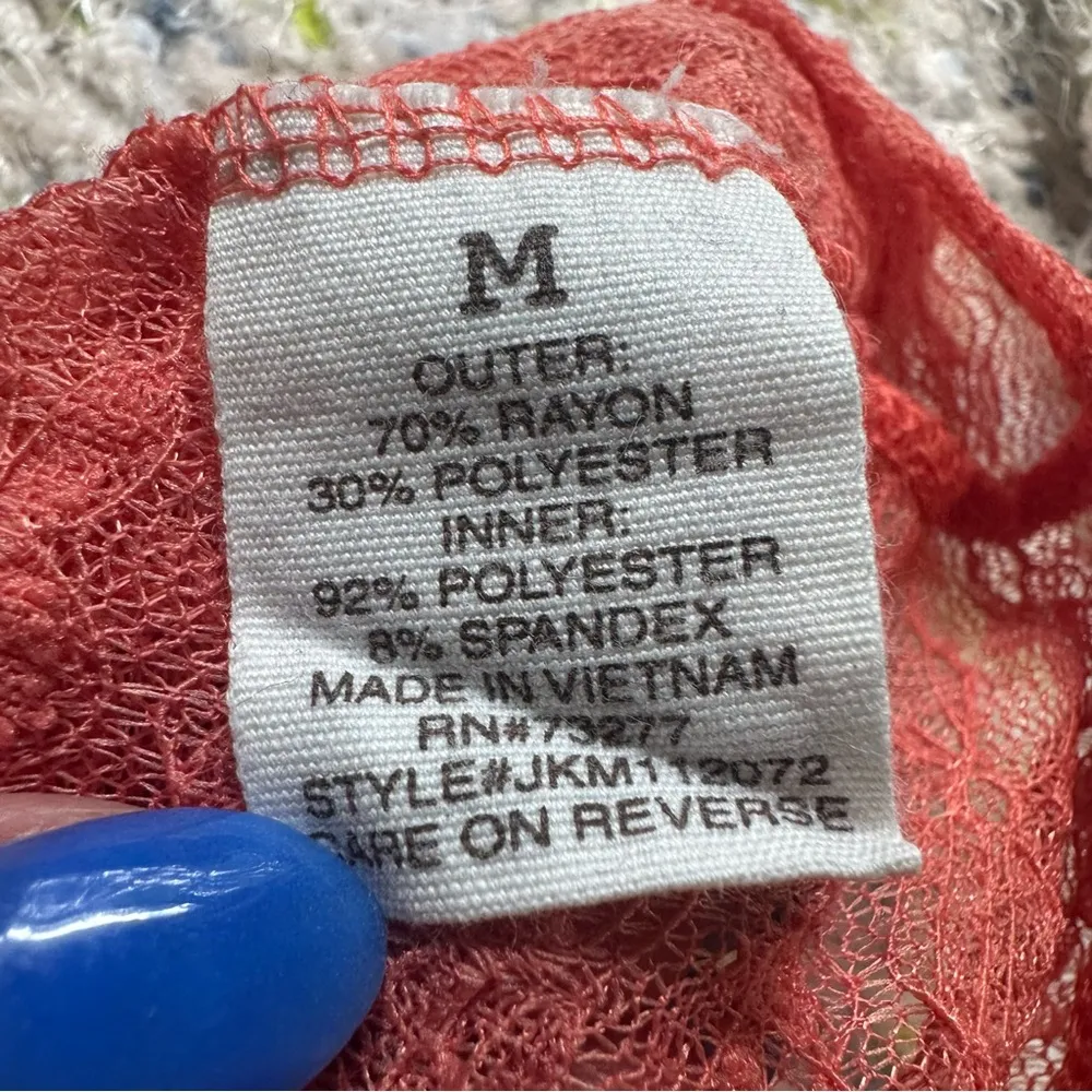 Mudd Y2K Lace Tank Top. Size: Medium. Color: Coral. - Image 6