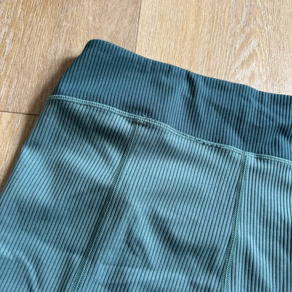 For Love & Lemons Dani Teal Ribbed Biker Shorts - Image 7