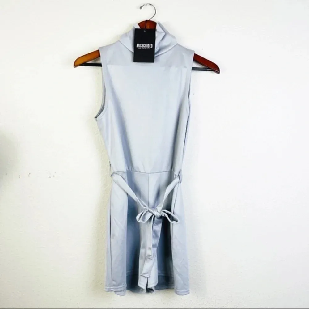 MISSGUIDED Grey Mock Neck One‎ Piece Romper NWT Size 6 - Image 3