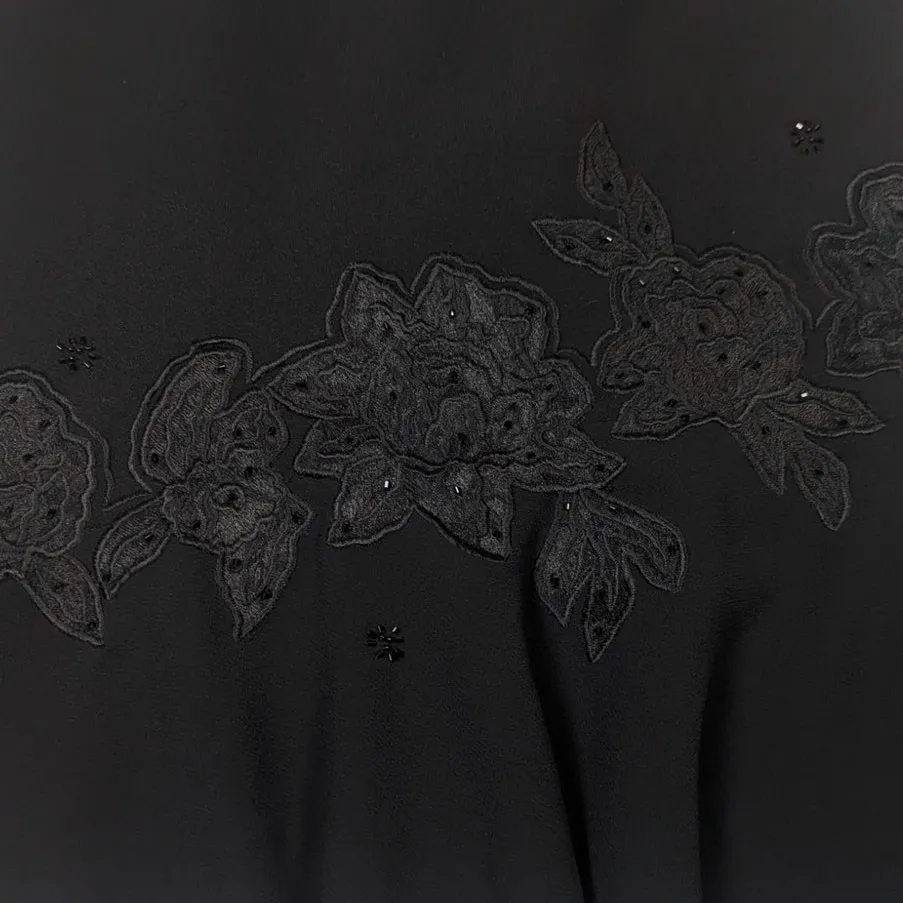 Y2K Vintage Whimsygoth Floral Applique Beaded Skirt Black Size 12 - Image 5