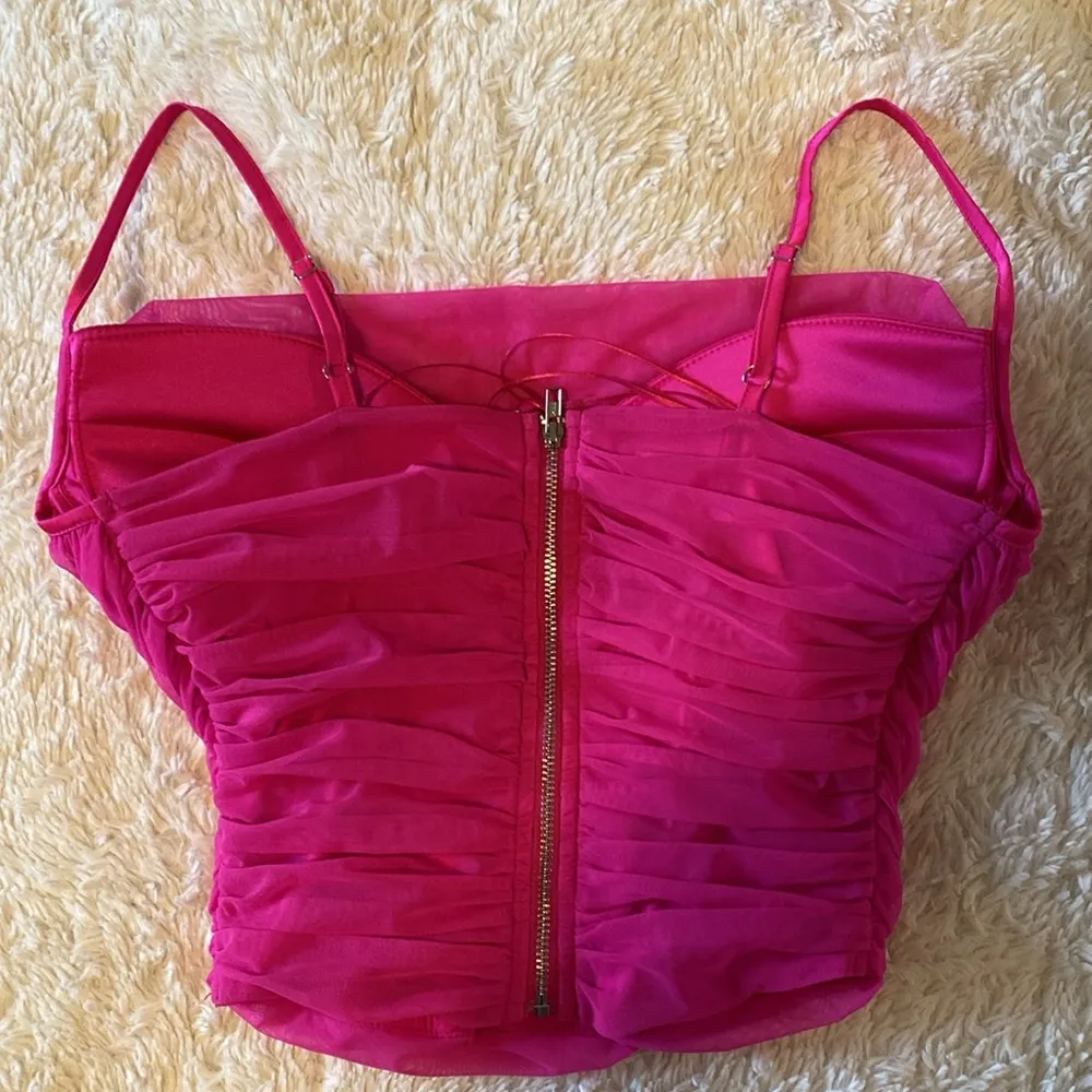 Mesh Overlay Fuchsia Corset - Image 3