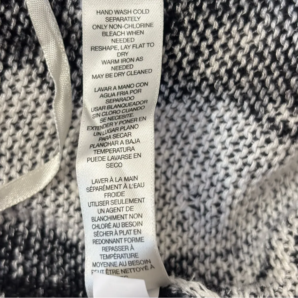 Chicos black white linen blend open front long cardigan sweater women’s Size 2 - Image 11