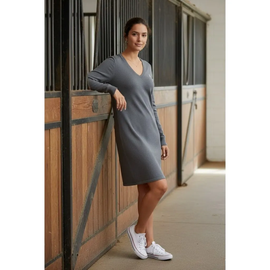 NWT Ralph Lauren Sport V-neck Shift in Gray Cotton Merino Wool Sweater Dress XL - Image 2