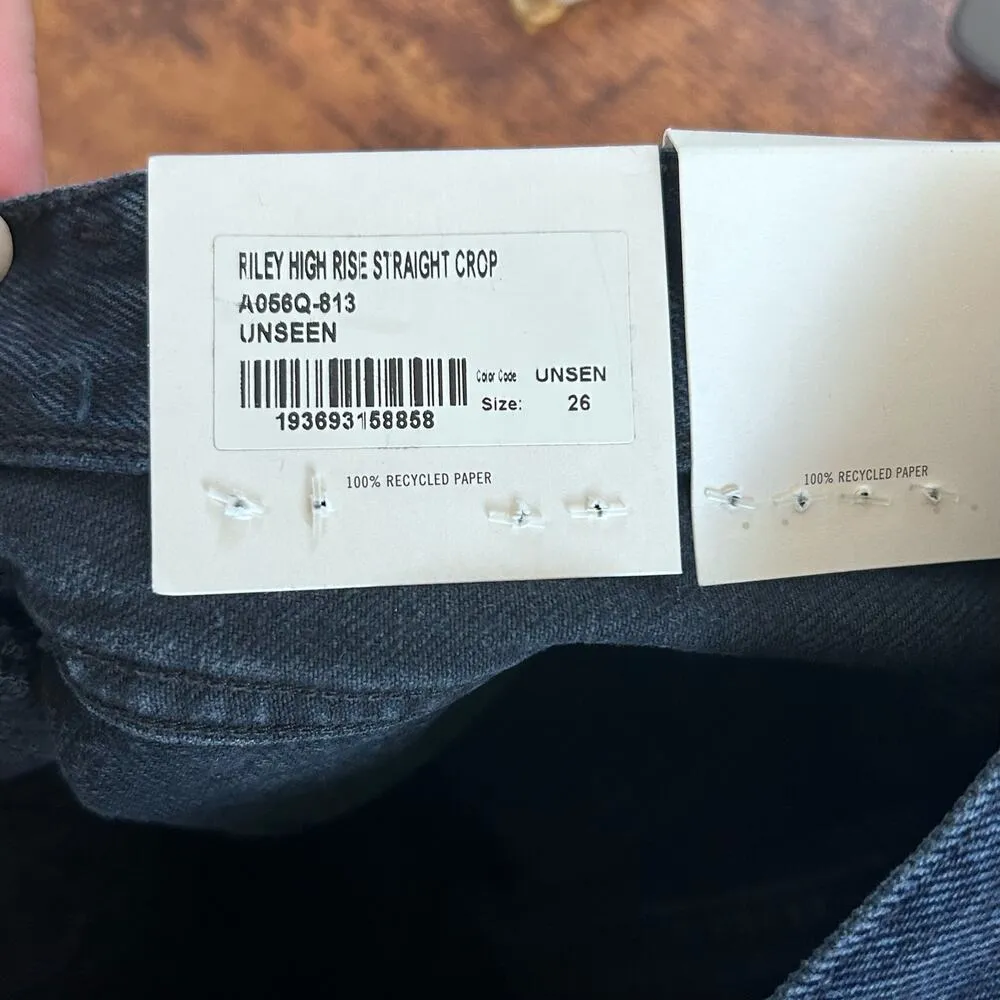 Agolde Jeans Riley High Rise Straight Crop New NWT Dark Wash Denim Distressed 26 - Image 4