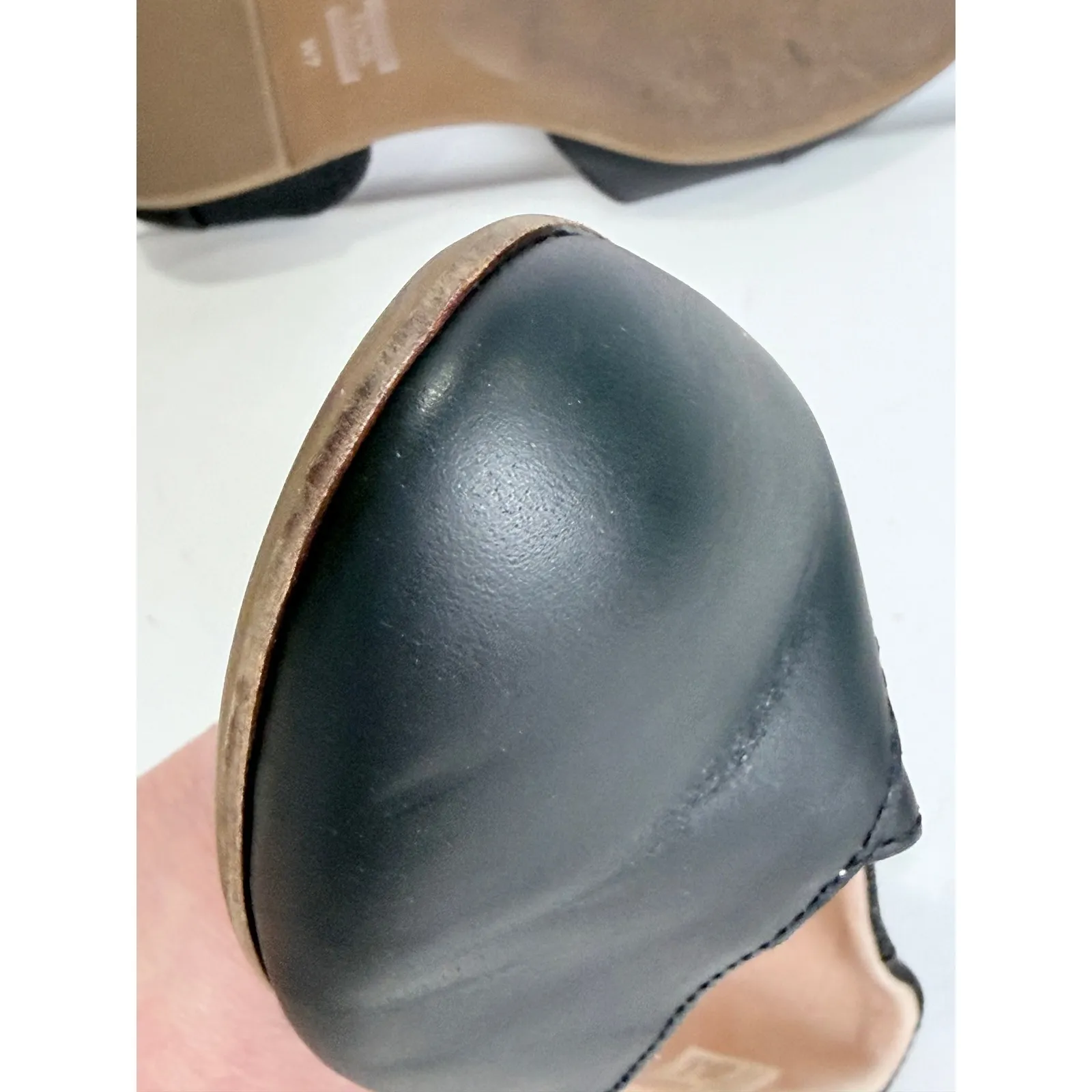 TOMS Women's Black Leather Pointed Toe Fabric Accent D'Orsay Flats Shoes W7 - Image 9