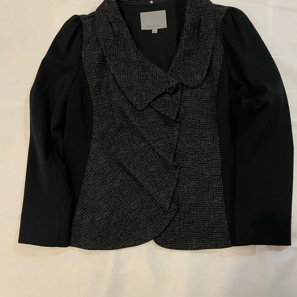 Classiques Entier Charcoal and Black Textured Blazer - Image 3