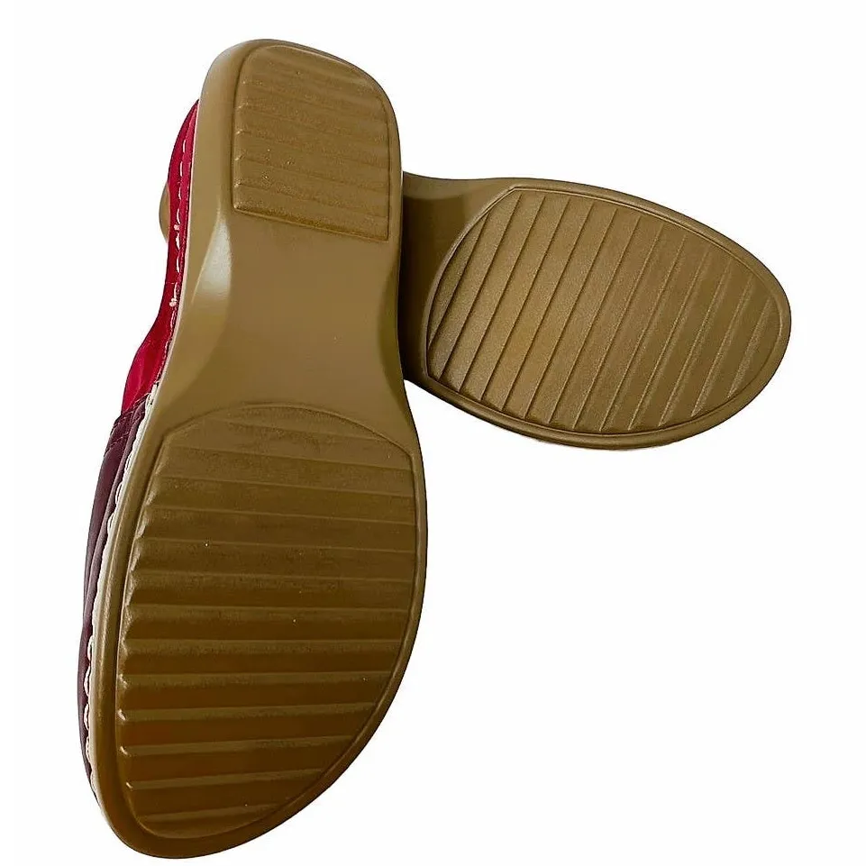 NWOT ~ Bohemian Flower Clog Mules Dark Red Boho Hippie Chic Shoes ~ Women's 9 - Image 9