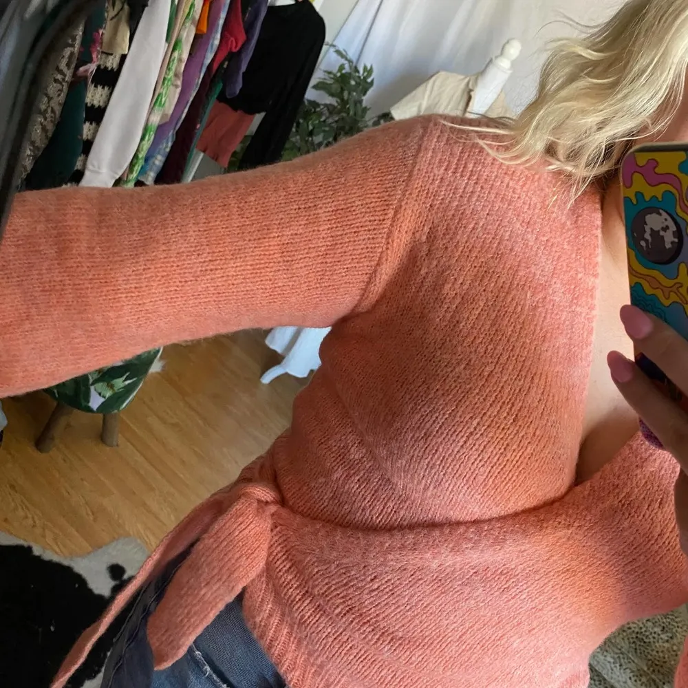 Pink Wrap Long Sleeve Sweater Peach Size Small - Image 89