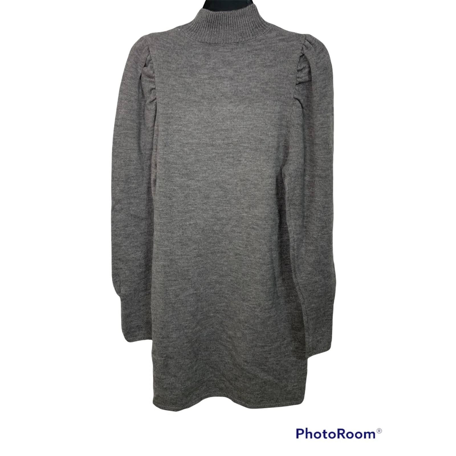 WAYF Womens Lola‎ Sweater dress Mock Neck Mini grey dress S NWT - Image 2