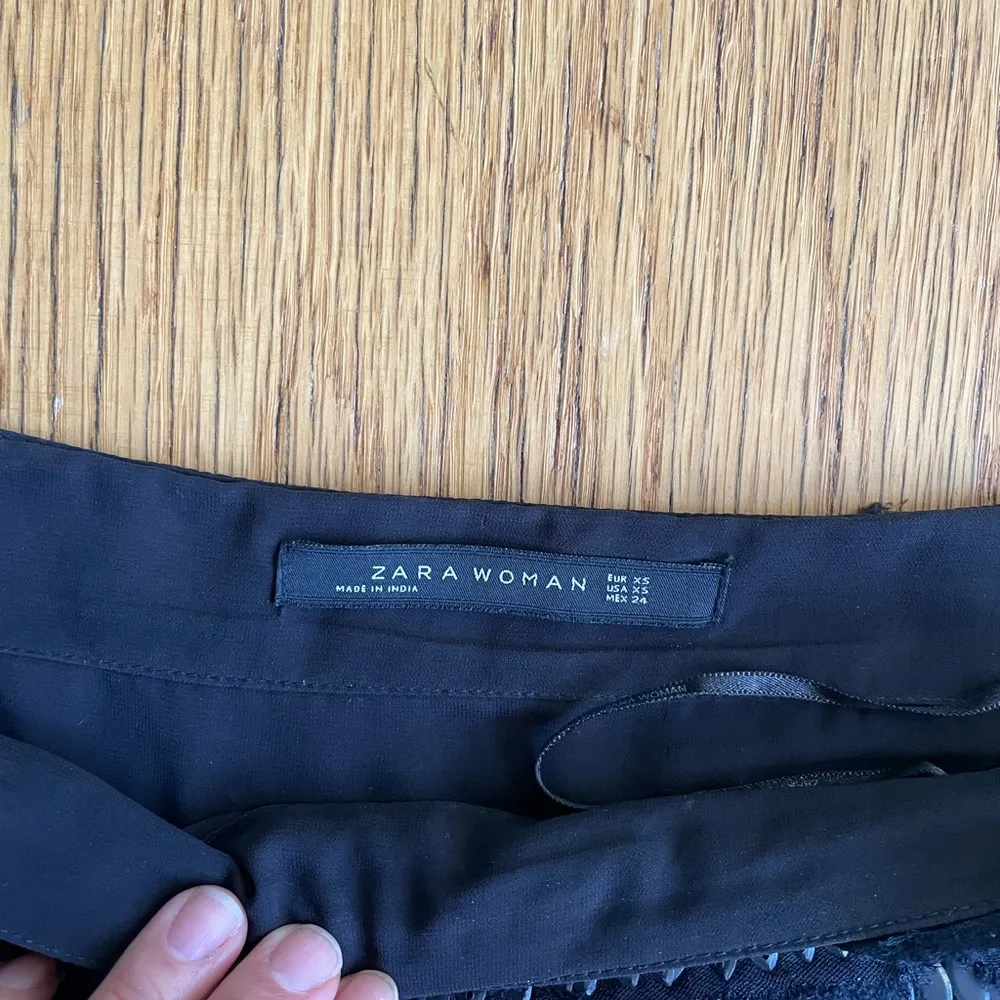 Zara Woman navy/black chiffon and sequin covered mini skirt XS/S party/festive - Image 3