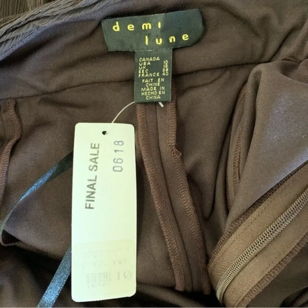 Demi Lune 10 Brown‎ 100 Percent Silk Dress Sleeveless NWT Formal Luxe Resort Brown - Image 6
