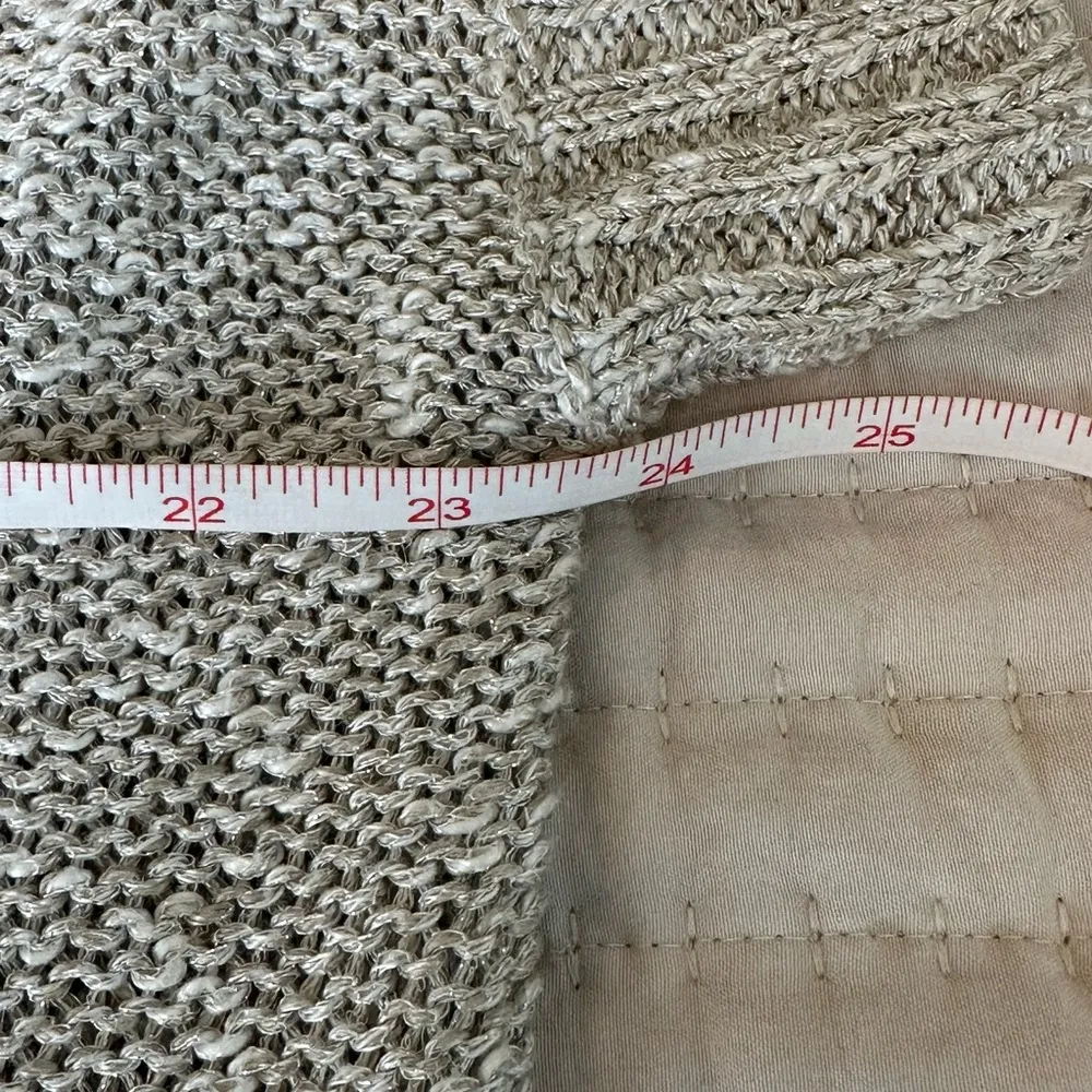 Alice &  Olivia linen blend oversized metallic beige short sleeve sweater M/L - Image 9