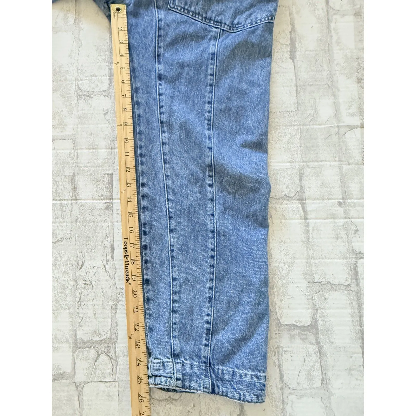 Free People We The Free Blue Cotton High Roller Harem Denim Jumpsuit Sz XS - Image 9