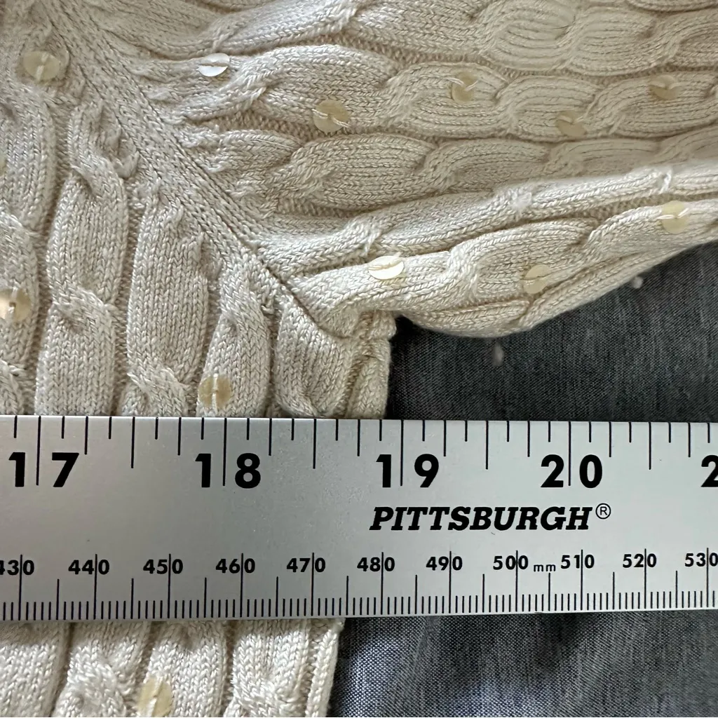 Vintage Pendleton Women’s Silk Cashmere Blend Sequin Beige Cardigan Size M - Image 4