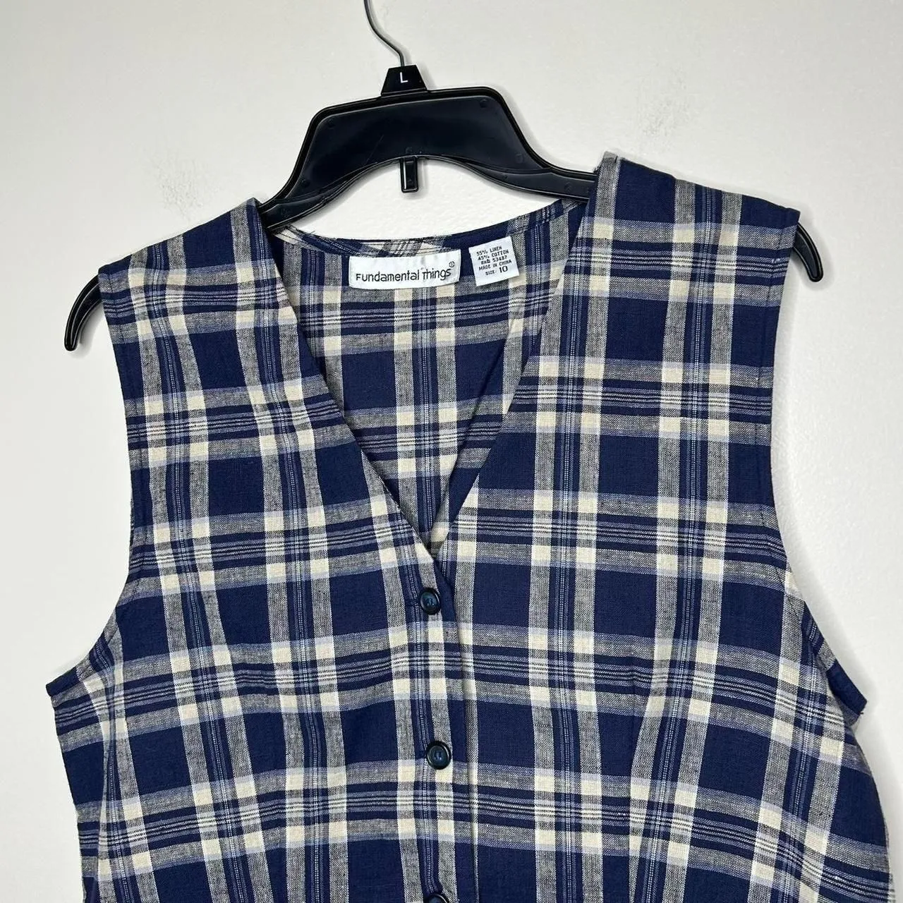 vintage Y2K 2000s retro 90s 1990s Blue and white plaid vest Size L - Image 4