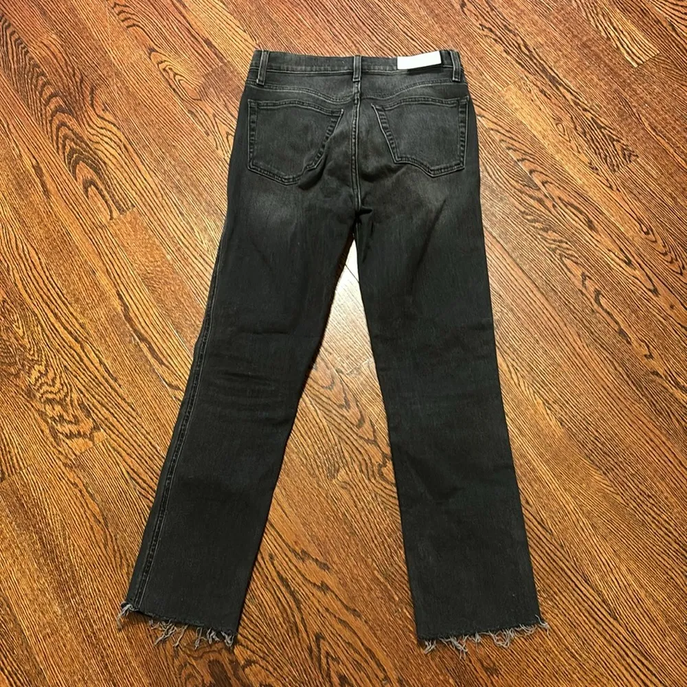 Redone Black High Waisted Straight Leg Jeans - Image 4