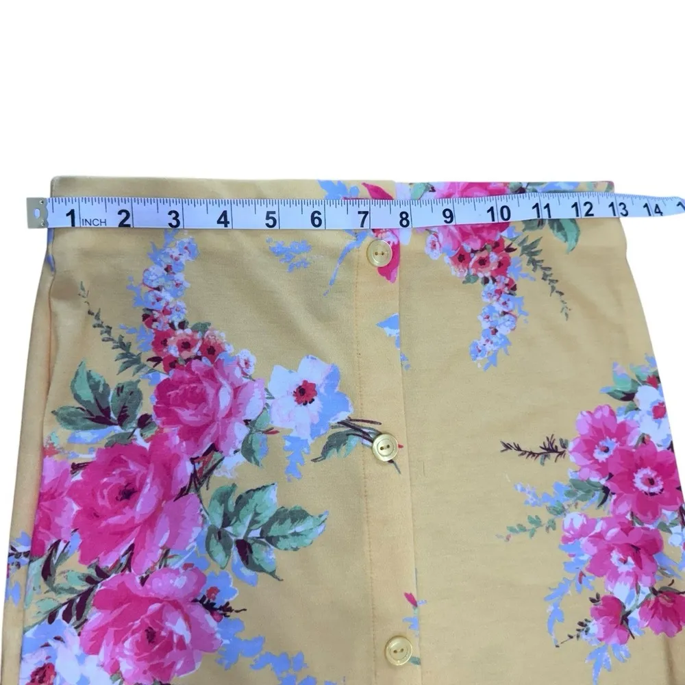 Asos Womens Floral Yellow Long Skirt Size 4 / 26" Waist Button-down - Image 7