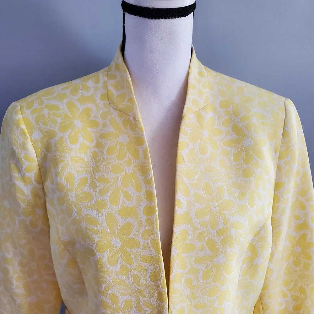 Kasper Yellow Floral Daisy Pattern Career Blazer 14 - Image 3