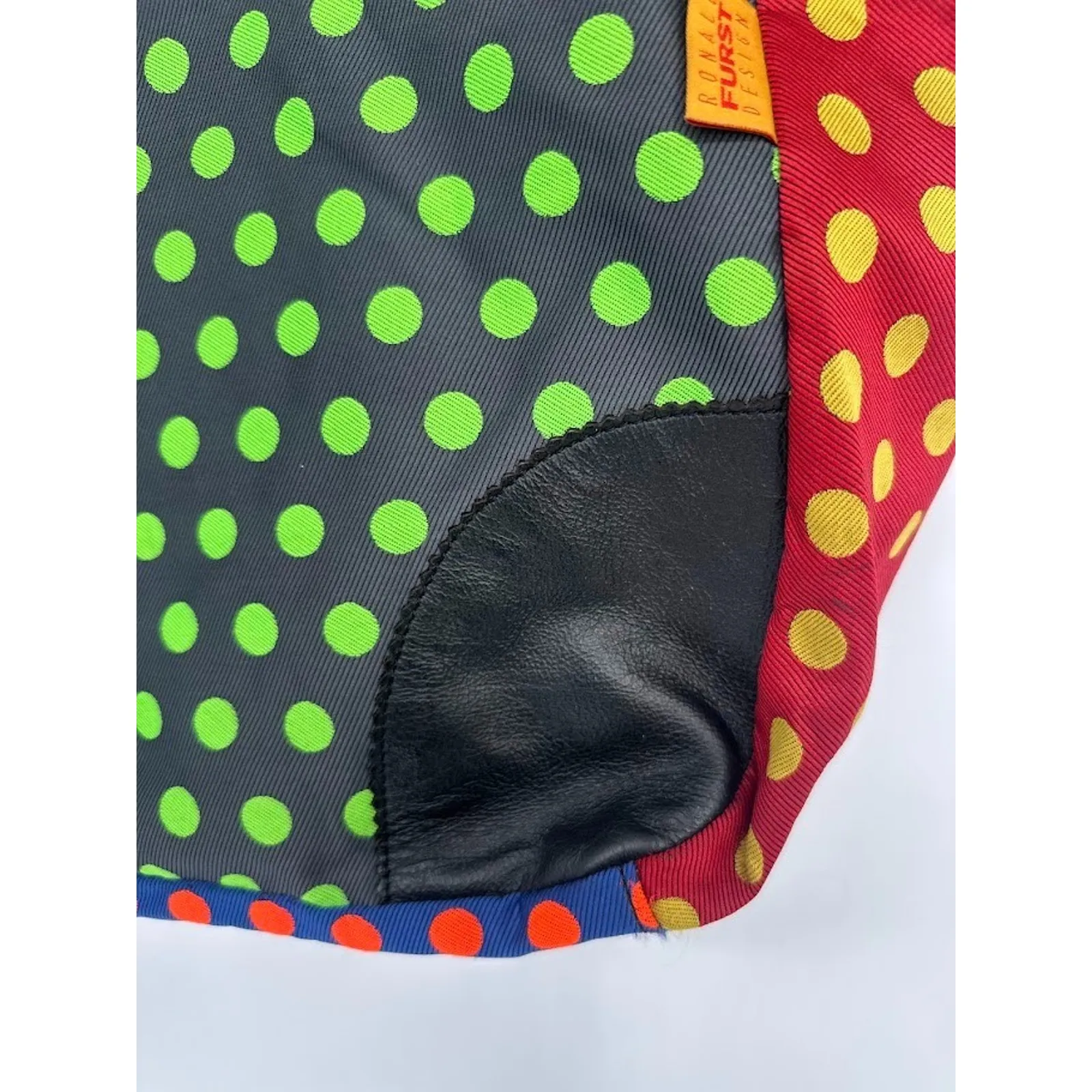 Ronald Furst Design Polka Dot Canvas Tote Zip Bag Purse Tote Artsy Colorful Red - Image 8