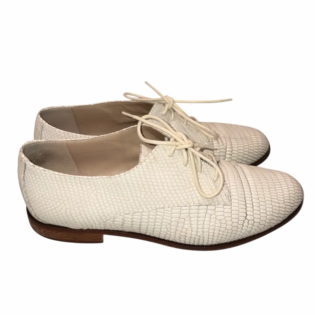 Diane Von Furstenberg White Lizard Ziggy Lace Up Oxford Loafers Shoes size 9.5 - Image 5