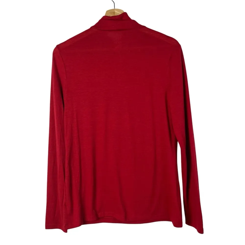 A New Day Red Mock Neck Long Sleeve T-Shirt Top M - Image 3