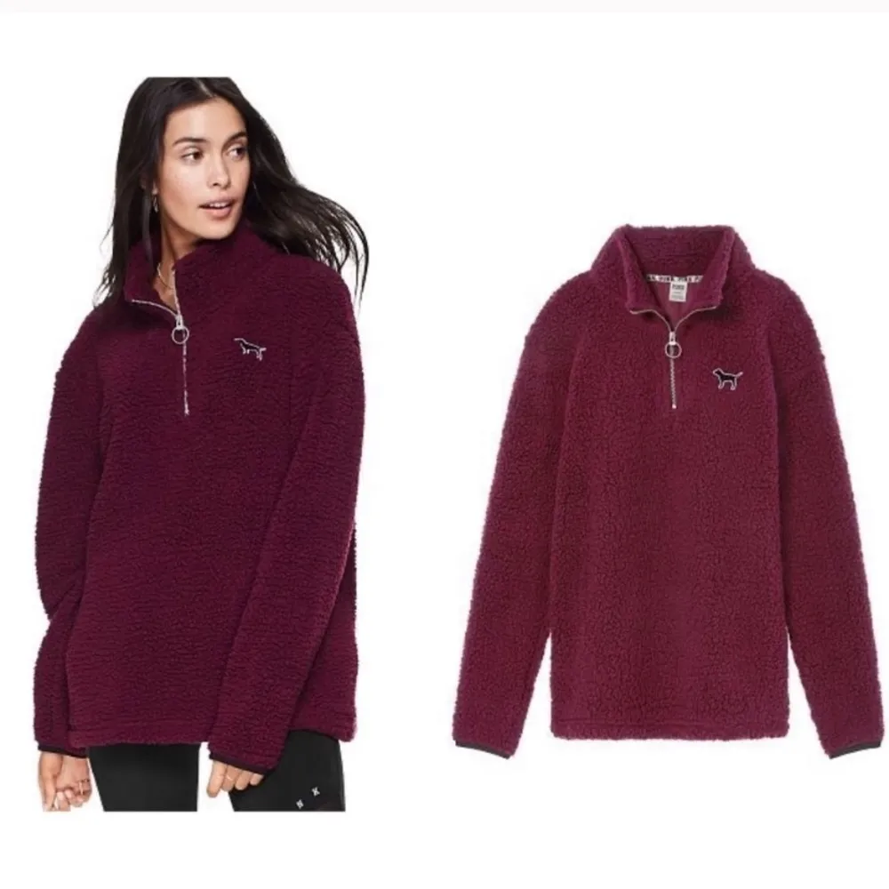 VS PINK Boyfriend Sherpa Half Zip - Image 2