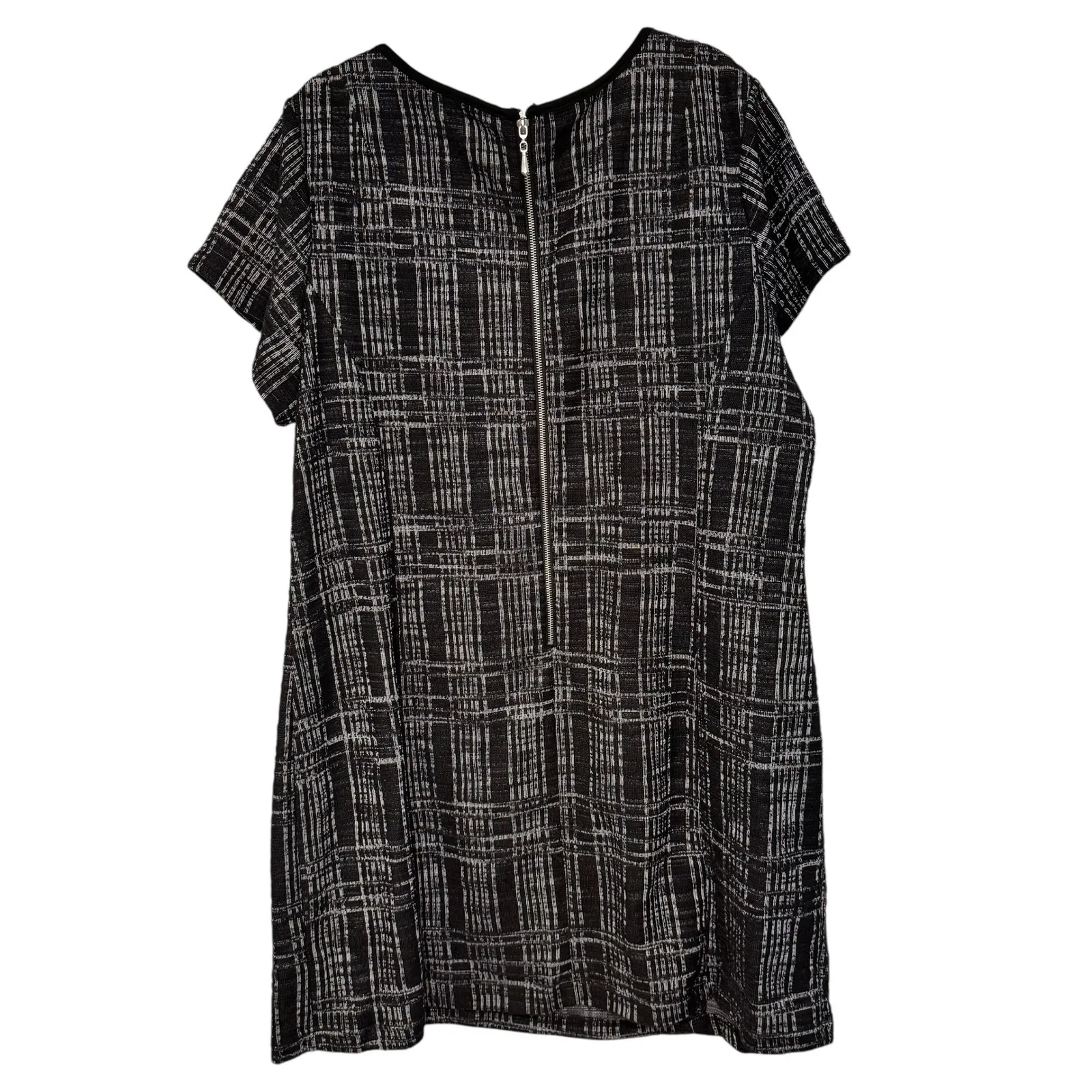 Sharagano Woman 22W Black Gray Plaid Dress A-Line Career Casual Zip Pockets - Image 11