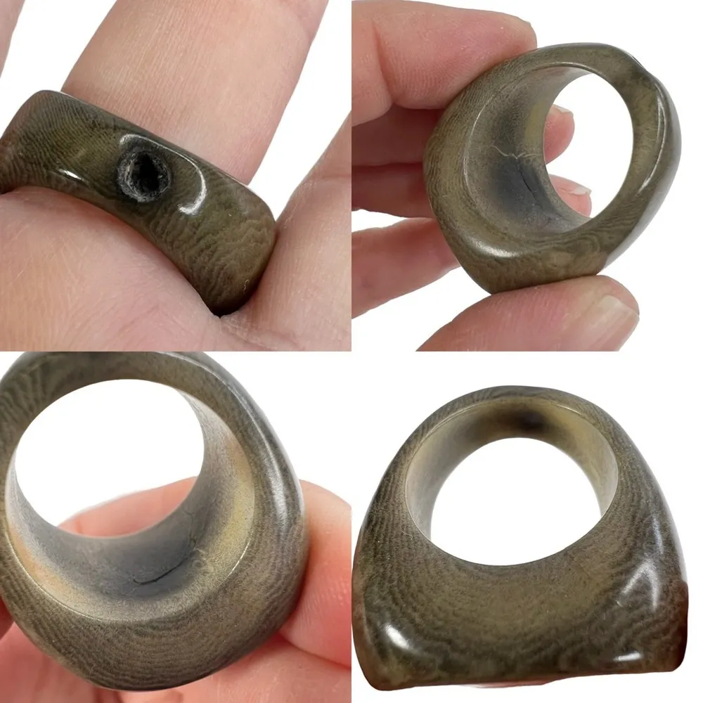 Lot of 5 Fashion Rings: Wired Wrapped, Wood & Glass - Image 11