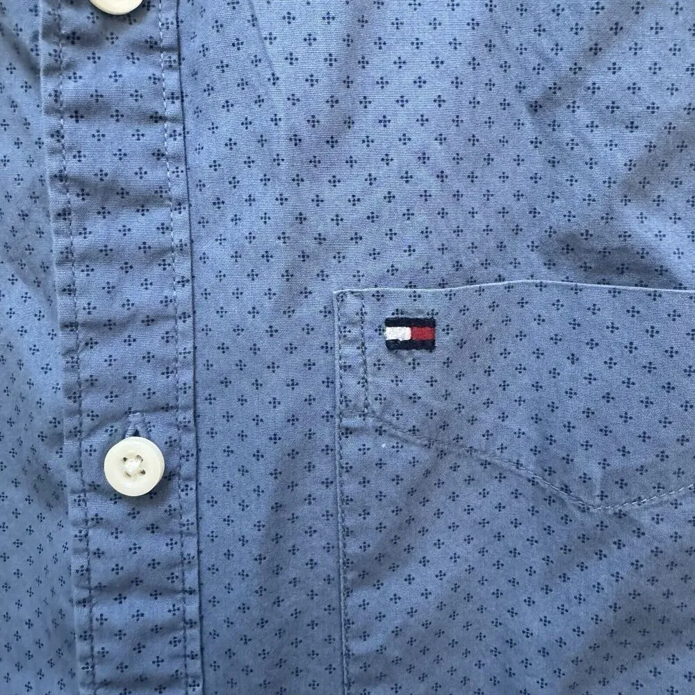 Tommy Hilfinger Women's Blue Patter Button Up Long Sleeve Shirt M New York Fit - Image 4