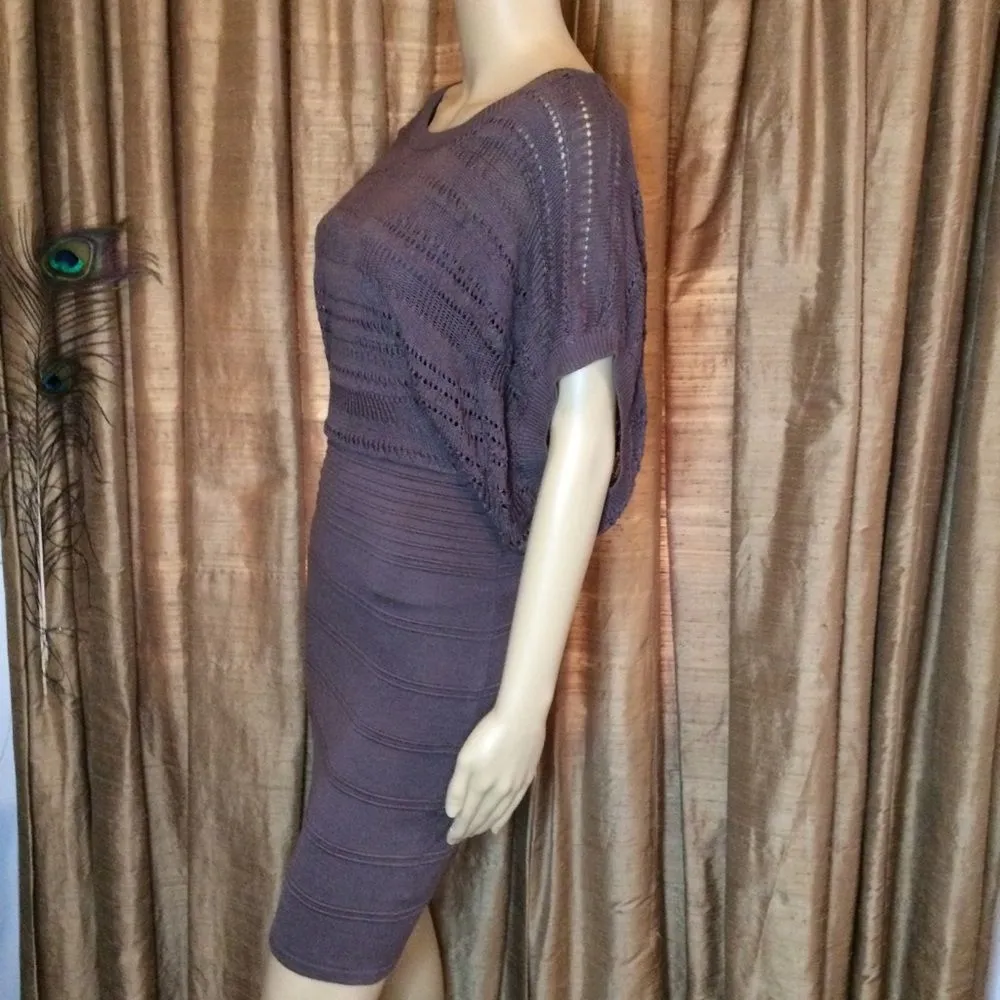 NWT Luluira Miss Behavin Knit Mocha/Brown Draped Capped Sleeve Midi Dress - Image 3