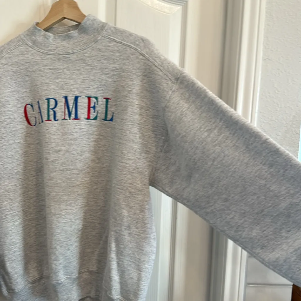 Vintage Carmel embroidered funnel neck sweatshirt Gray Size M - Image 5
