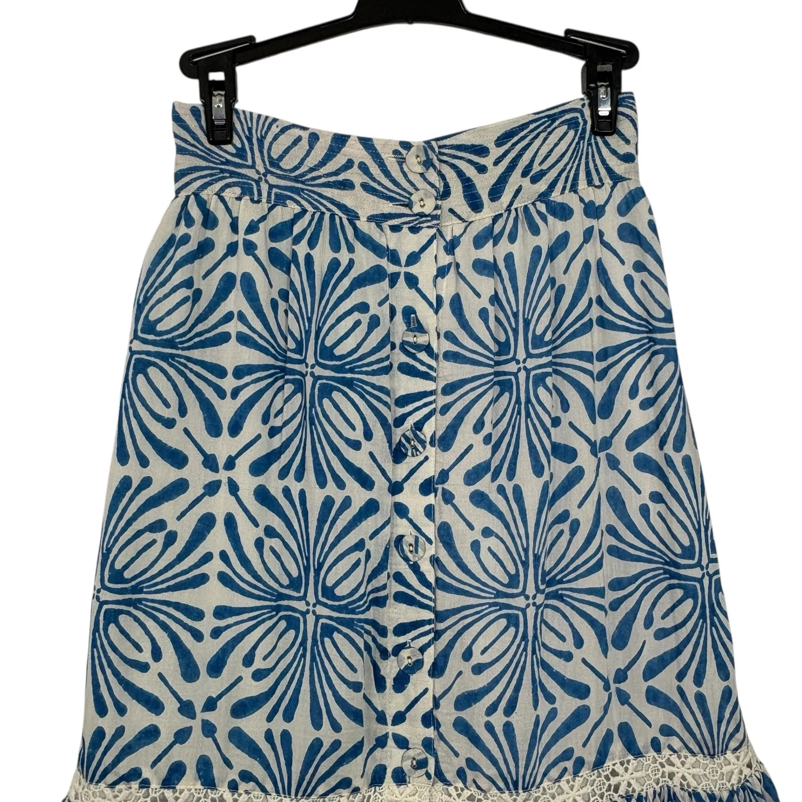 BELL by Alicia Bella Blue White Print Tiered Maxi Skirt XS - Image 2