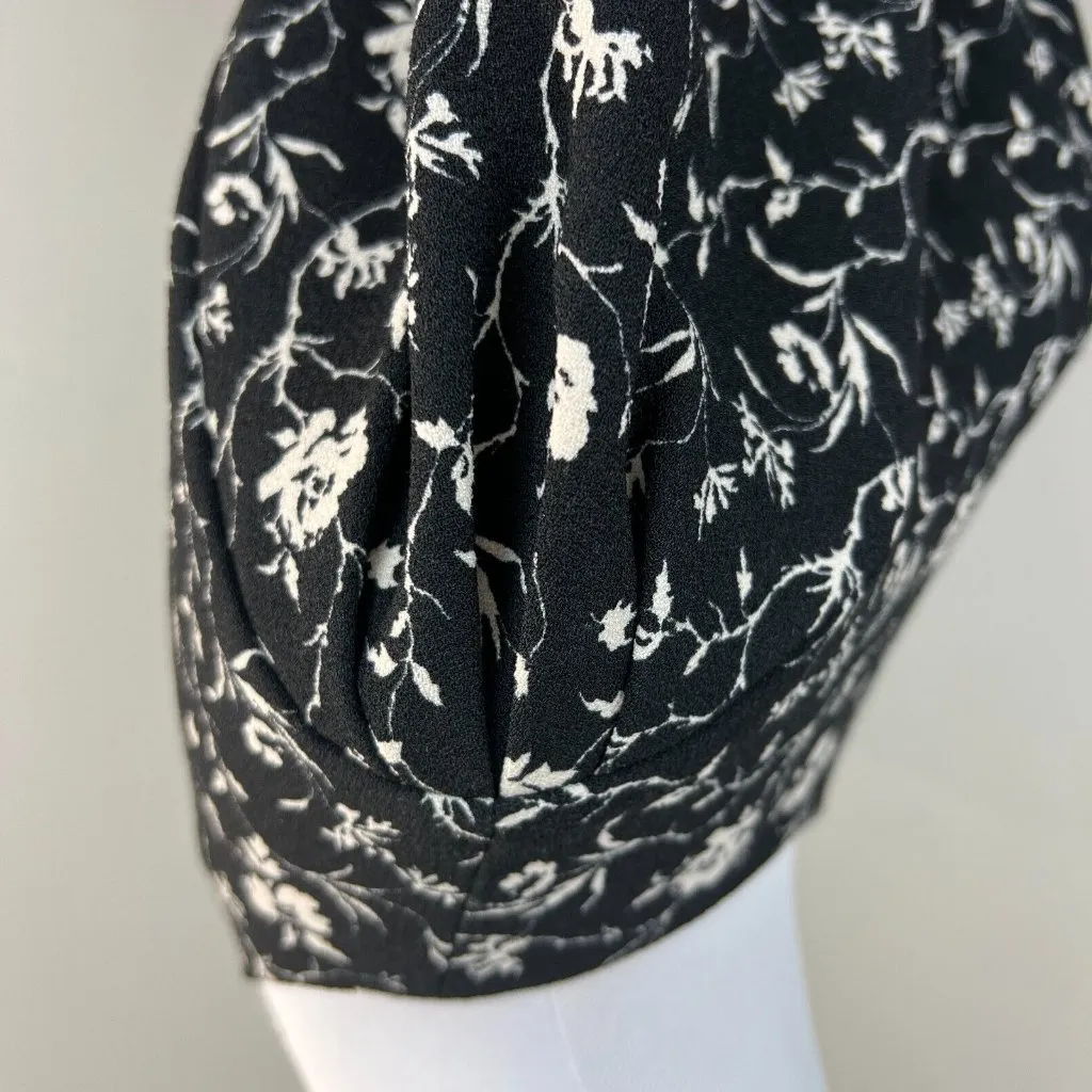 Club Monaco Dress 8 Black White Floral‎ Long Sleeve Kaisle Sheath Above Knee - Image 8