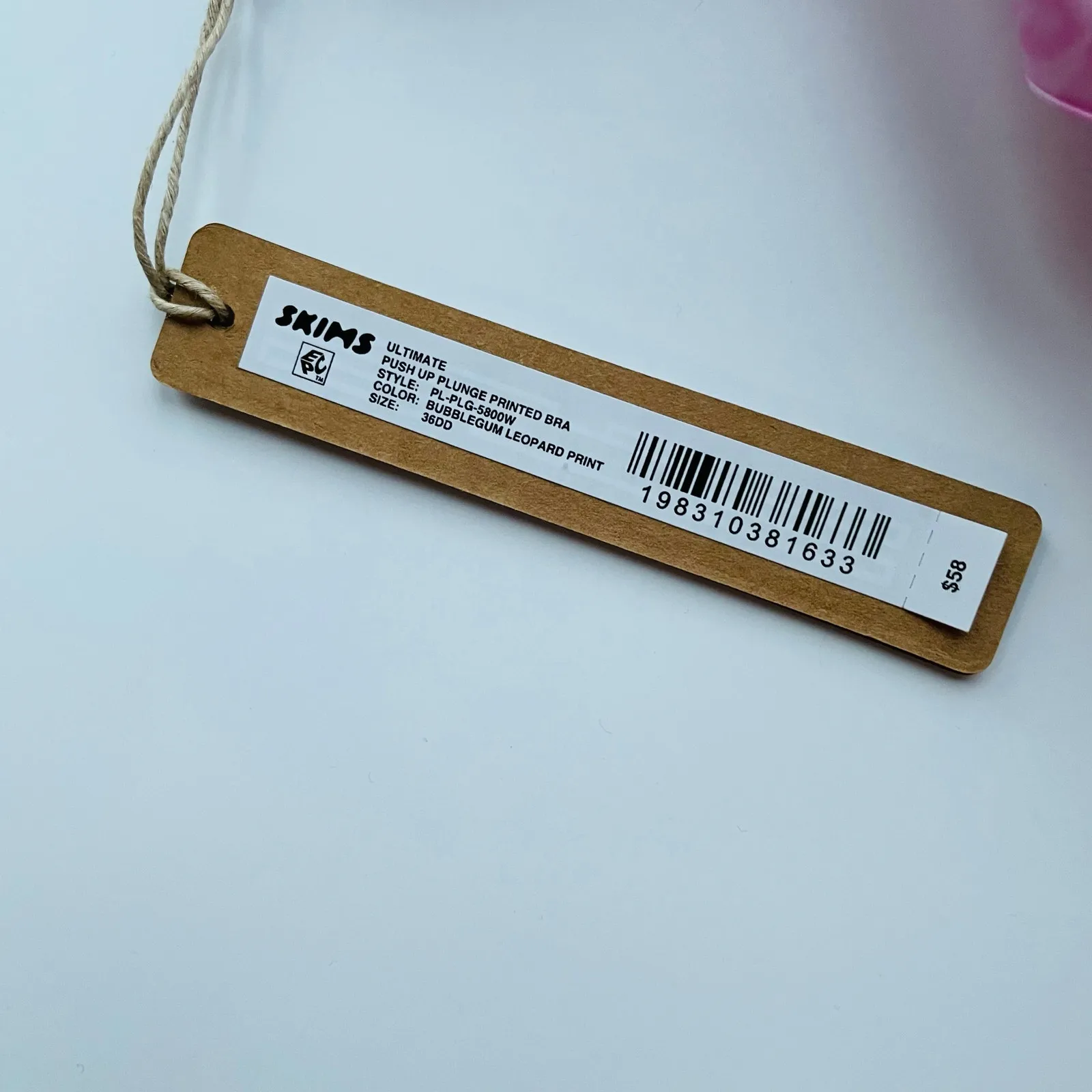 Skims Ultimate Push Up Plunge Bra Bubblegum Leopard Print Pink Size 36DD NEW - Image 8