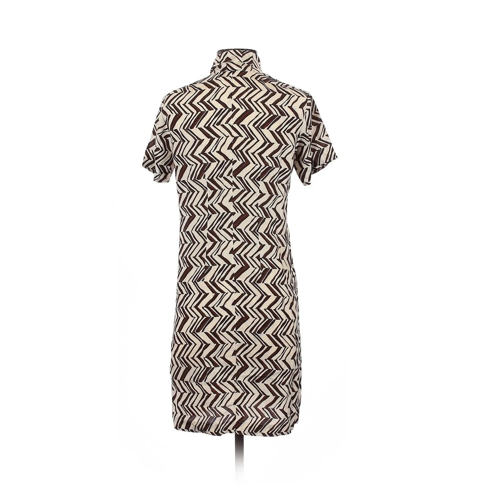 2012 MARNI at H&M Geometric Chevron Herringbone Print Silk Dress - Image 2
